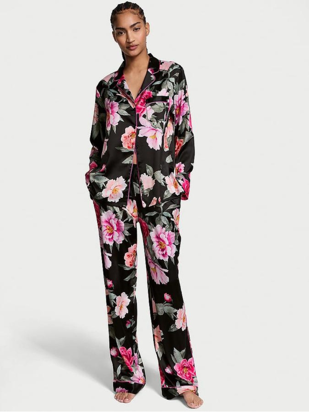 VICTORIA'S SECRET Satin Pajama Set Floral Small NWT